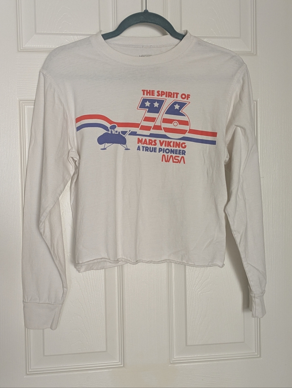 NASA Crop Top Long Sleeve Shirt Small The Spirit of '76 Mars Viking